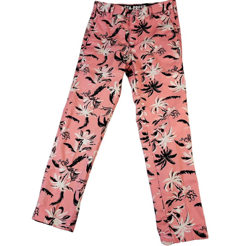 Levi's Sta-Prest Hawaiian Slim Pants Mens size 29x32(actual 29x29) Pink Tropical